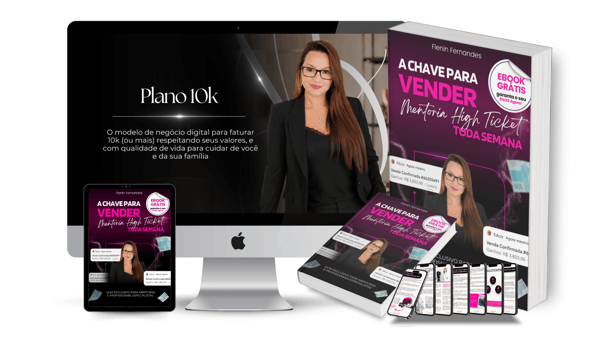 Mockup do ebook A Chave Para Vender Mentoria High Ticket Toda Semana em diferentes dispositivos